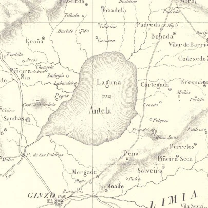 Detalle de mapa antiguo de Ourense