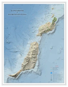 Moderno mapa antiguo de Lanzarote y Fuerteventura