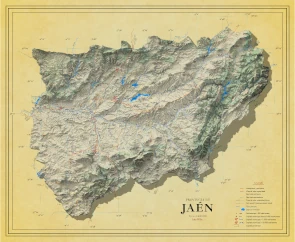Moderno mapa antiguo de Jaén