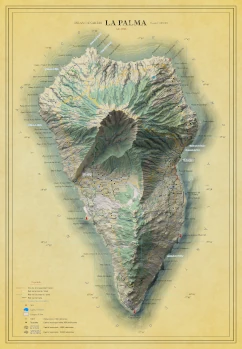 Moderno mapa antiguo de La Palma