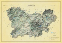 Moderno mapa antiguo de Ourense